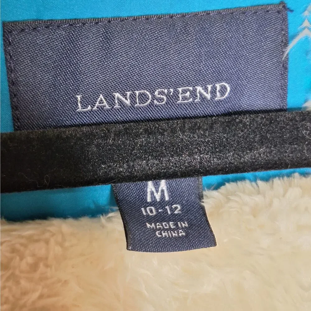 Lands' End Kids Expedition Waterproof Down Parka Snow Ski Hooded Fur M 10-12